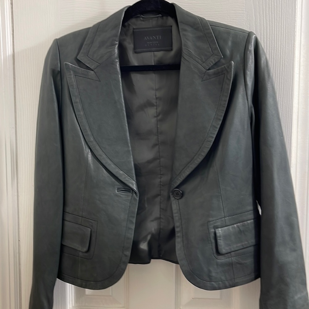 Petite Genuine Leather Spring Jacket